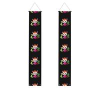 Bannière de porche pour remise de diplôme YYHHAOFA panda rouge mangeant des fruits du dragon - Bannière décorative pour extérieur et intérieur - 30,5 x 180,3 cm