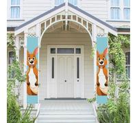 Bannière de porche verticale à suspendre - Bannière amusante de dessin animé kangourou zoo - Panneau de porte d'entrée - Bannière de fête - Bannière de fête saisonnière pour extérieur, vacances