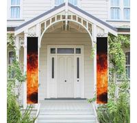 Bannière de porche verticale à suspendre - Flamme rugissante - Panneau de porte d'entrée - Bannière de fête - Bannière d'extérieur saisonnière pour mariage, cour - Décoration murale d'intérieur
