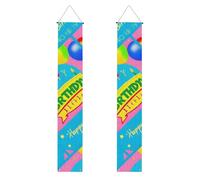 Bannière de porche « Welcome » - Impression ballon « Happy Birthday » - Drapeaux à suspendre - Panneau de porte d'entrée pour fête - Décoration intérieure