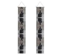 Bannière de porche WZYWHJ Agile petit lapin noir impression décoration murale bannière panneau de porte, pour extérieur intérieur cour fête 30,5 x 180,3 cm