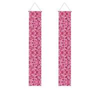 Bannière de porche WZYWHJ avec cœurs roses - Décoration murale à suspendre - Pour extérieur et intérieur - 30,5 x 180,3 cm