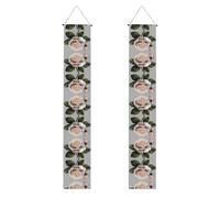 Bannière de porche WZYWHJ avec imprimé de roses gris sarcelle - Décoration murale à suspendre - Pour extérieur et intérieur - 30,5 x 180,3 cm