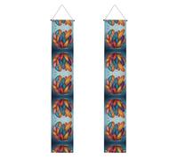 Bannière de porche WZYWHJ avec plumes colorées dans l'eau, décoration murale, panneau de porte, pour extérieur et intérieur, cour, fête, 30,5 x 180,3 cm