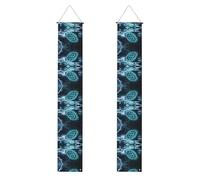 Bannière de porche WZYWHJ bleue avec symboles mystérieux imprimés décoratifs à suspendre au mur pour extérieur intérieur cour fête 30,5 x 180,3 cm