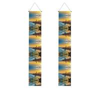 Bannière de porche WZYWHJ Coucher de soleil à Barcelone - Décoration murale à suspendre - Pour extérieur et intérieur - 30,5 x 180,3 cm