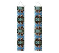 Bannière de porche WZYWHJ Deux singes Imprimés Décoration murale Panneau de porte, pour extérieur et intérieur, cour, fête, 30,5 x 180,3 cm