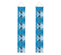 Bannière de porche WZYWHJ drôle dauphin regardant vous - Décoration murale à suspendre - Pour extérieur et intérieur - 30,5 x 180,3 cm
