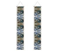 Bannière de porche WZYWHJ en cristal bleu caméléon imprimé décoration murale bannière panneau de porte, pour extérieur et intérieur, cour, fête, 30,5 x 180,3 cm