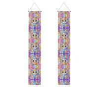 Bannière de porche WZYWHJ en verre coloré imprimé chat décoration murale bannière panneau de porte, pour extérieur et intérieur, cour, fête, 30,5 x 180,3 cm