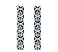 Bannière de porche WZYWHJ noire et blanche ronde totem décoration murale bannière panneau de porte, pour extérieur et intérieur, cour, fête, 30,5 x 180,3 cm