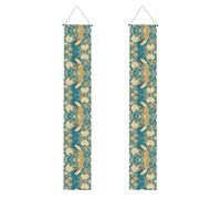 Bannière de porche WZYWHJ paon oriental sur arbre à fleurs - Décoration murale à suspendre - Pour extérieur et intérieur - 30,5 x 180,3 cm