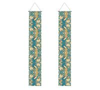 Bannière de porche WZYWHJ paon oriental sur arbre de fleurs - Décoration murale à suspendre - Pour extérieur et intérieur - 30,5 x 180,3 cm