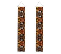 Bannière de porche WZYWHJ Raccoon in The Fall Tree Hole Prints Decor Wall Hanging Banner Door Sign for Outdoor Indoor Yard Party 30,5 x 180,3 cm