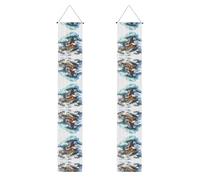 Bannière de porche WZYWHJ Snow house next to fir tree imprimé décoration murale bannière panneau de porte, pour extérieur intérieur cour fête 30,5 x 180,3 cm