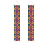 Bannière de porche WZYWHJ Tie-dye mystérieux totem Décoration murale à suspendre pour extérieur intérieur cour fête 30,5 x 180,3 cm