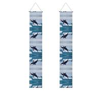 Bannière de porche WZYWHJ Whales at Sea Prints Décoration murale Panneau de porte, pour extérieur et intérieur, cour, fête, 30,5 x 180,3 cm