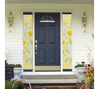 Bannière de porte à suspendre à fleurs jaunes pour le printemps et l'été - Bannière de porte d'anniversaire - Bannière de fête d'anniversaire - Panneau de porte d'entrée pour cour intérieure et