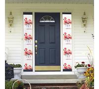 Bannière de porte à suspendre à l'aquarelle flamant rose - Bannière de porche de bienvenue pour fête d'anniversaire - Bannière de fond photo - Panneau de porte d'entrée pour cour intérieure et