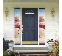 Bannière de porte à suspendre avec bonshommes de neige mignons pour le printemps et l'été - Bannière de porte d'entrée pour décoration intérieure et extérieure