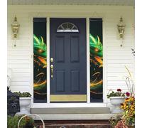 Bannière de porte à suspendre avec dragon chinois pour le printemps et l'été - Bannière de fête d'anniversaire - Bannière de fond photo - Panneau de porte d'entrée pour cour intérieure et extérieure