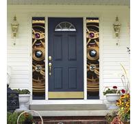 Bannière de porte à suspendre avec engrenages steampunk - Bannière de porche de bienvenue pour fête d'anniversaire - Bannière de fond photo - Panneau de porte d'entrée pour cour intérieure et