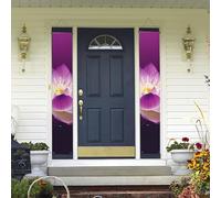 Bannière de porte à suspendre avec fleur de lotus violette - Bannière de porte d'entrée pour cour intérieure et extérieure