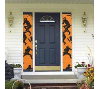 Bannière de porte à suspendre avec inscription « Gibbon Singe » - Bannière de porte d'entrée pour cour intérieure et extérieure - Bannière « Happy Birthday » - Noir