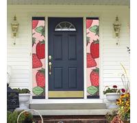 Bannière de porte à suspendre avec motif fraise - Bannière de porche de bienvenue pour fête d'anniversaire - Bannière de fond photo - Panneau de porte d'entrée pour cour intérieure et extérieure