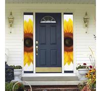 Bannière de porte à suspendre avec tournesol isolé pour le printemps et l'été - Bannière de fête d'anniversaire - Bannière de fête d'anniversaire - Panneau de porte d'entrée pour cour intérieure et