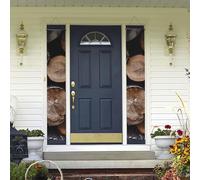 Bannière de porte à suspendre en bois marron et noir - Bannière de porche de bienvenue pour fête d'anniversaire - Bannière de fond photo - Panneau de porte d'entrée pour cour intérieure et extérieure