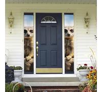 Bannière de porte à suspendre en forme d'animal suricate pour le printemps et l'été - Bannière de fête d'anniversaire - Bannière de fond photo - Panneau de porte d'entrée pour cour intérieure et