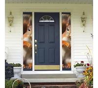 Bannière de porte à suspendre en forme d'écureuil amusant pour le printemps et l'été - Bannière de porte d'entrée pour cour intérieure et extérieure