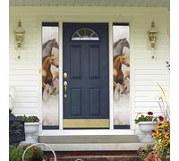 Bannière de porte à suspendre motif cheval mignon printemps été bienvenue bannière joyeux anniversaire bannière fond photo panneau de porte d'entrée pour cour intérieur extérieur décoration