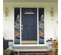 Bannière de porte à suspendre pour arbre de Noël et neige - Bannière de porche de bienvenue pour fête d'anniversaire - Bannière de fond photo - Panneau de porte d'entrée pour cour intérieure et