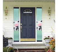 Bannière de porte à suspendre sur fond de vache pour le printemps et l'été - Bannière de porche - Bannière de fête d'anniversaire - Panneau de porte d'entrée pour cour intérieure et extérieure