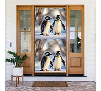 Bannière de porte avec imprimé de jeunes pingouins avec neige, décoration de vacances réutilisable pour Halloween, Noël, fêtes