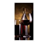 Bannière de porte avec trois bouteilles de vin et verre - Décoration de fête pour intérieur et extérieur