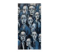 Bannière de porte avec visages bleus et noirs, décoration de porte verticale saisonnière, toile de fond durable pour fête, porche, entrée, jardin, 177,8 x 90,9 cm
