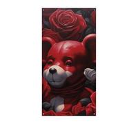 Bannière de porte « Bear Among The Roses », décoration de porte verticale saisonnière, toile de fond durable pour fête, porche, entrée, jardin, 177,8 x 90,9 cm