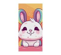 Bannière de porte Chubby Rabbit - Décoration de porte verticale saisonnière - Toile de fond durable pour fête, porche, entrée, jardin - 178 x 90 cm