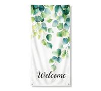 Bannière de porte de bienvenue en eucalyptus, décoration de porte d'entrée botanique moderne, panneau de bienvenue pour intérieur et extérieur, 91,4 x 183 cm