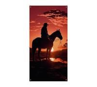 Bannière de porte de cowboy West Door Welcome Spring Summer Toile de fond à suspendre pour porte d'entrée Décorations de fête saisonnières pour intérieur et extérieur Jardin