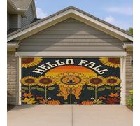 Bannière de porte de garage 1,8 x 4 m - Motif tournesol - Décoration murale d'intérieur et d'extérieur - Citrouille - Photographie - Fond à suspendre