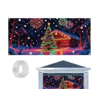 Bannière de porte de garage de Noël | 4 x 1,8 m Décoration saisonnière UV fluorescente Décoration de de garage | Pour propriétaires de maison, fêtes de famille, décorations de rue résistantes à