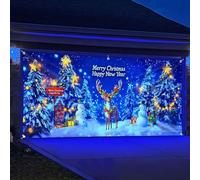 Bannière de porte de garage de Noël activée par les UV - 1,8 x 4 m - Grande décoration de Noël - Décoration de Noël - Bannière de Père Noël pour l'extérieur, les fêtes, les photomatons et les