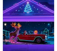 Bannière de porte de garage de Noël activée par les UV - 1,8 x 4 m - Grande décoration de Noël - Décoration de Noël - Bannière de Père Noël pour l'extérieur, les fêtes, les photomatons et les