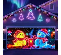 Bannière de porte de garage de Noël activée par les UV - 1,8 x 4 m - Grande décoration de Noël - Décoration de Noël - Bannière de Père Noël pour l'extérieur, les fêtes, les photomatons et les
