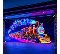 Bannière de porte de garage de Noël activée par les UV - 1,8 x 4 m - Grande décoration de Noël - Décoration de Noël - Bannière de Père Noël pour l'extérieur, les fêtes, les photomatons et les