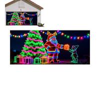 Bannière de porte de garage de Noël - Brille dans le noir - Fond de Père Noël fluorescent - Grande décoration de fond de porte de garage de Noël - Pour l'extérieur et l'extérieur